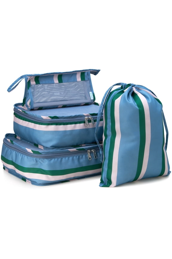 Travel Packing Cubes Zippered Compression Bags for Luggage with Laundry Bag 4-Piece Set