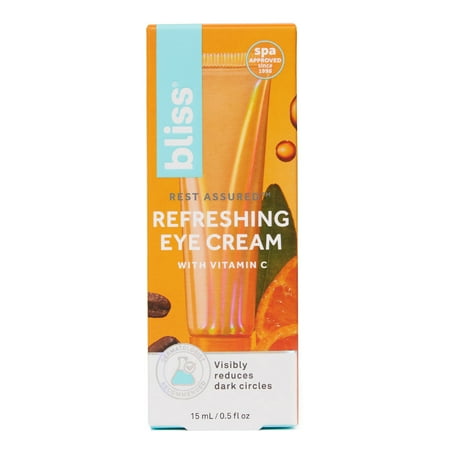 Bliss Rest Assured Dark Circle Reducing & Depuffing Vitamin C Eye Cream for Refreshed Eyes, 0.5 oz