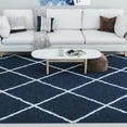 thumbnail image 1 of Jersey Shag Contemporary Diamond Navy and White Polypropylene Indoor Area Rug, 4'x6' Rectangle, 1 of 9