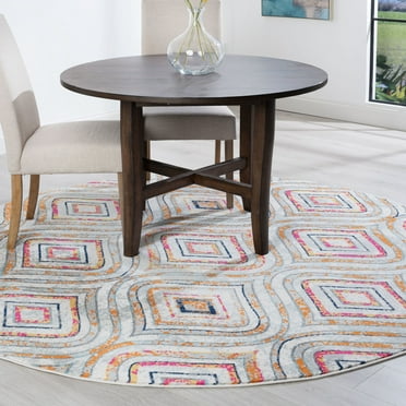 Bliss Rug Ogee Contemporary Geometric Round Rug for Living Room, Dining Room | Colorful, 5'3''Round