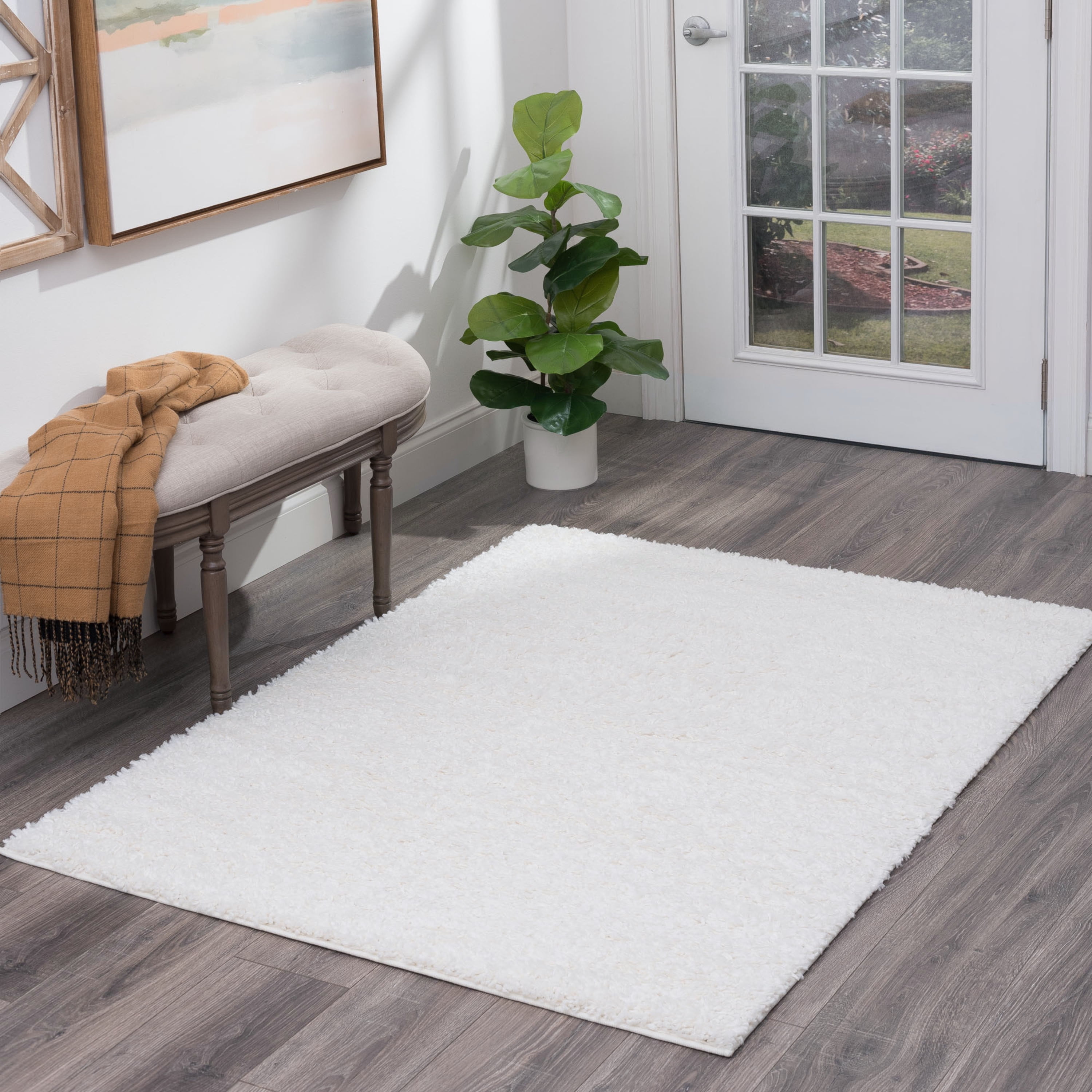 Bliss Rugs Transitional Solid Color 3'3'' x 5' White Polypropylene Indoor Area Rug, 3'3'' x 5'