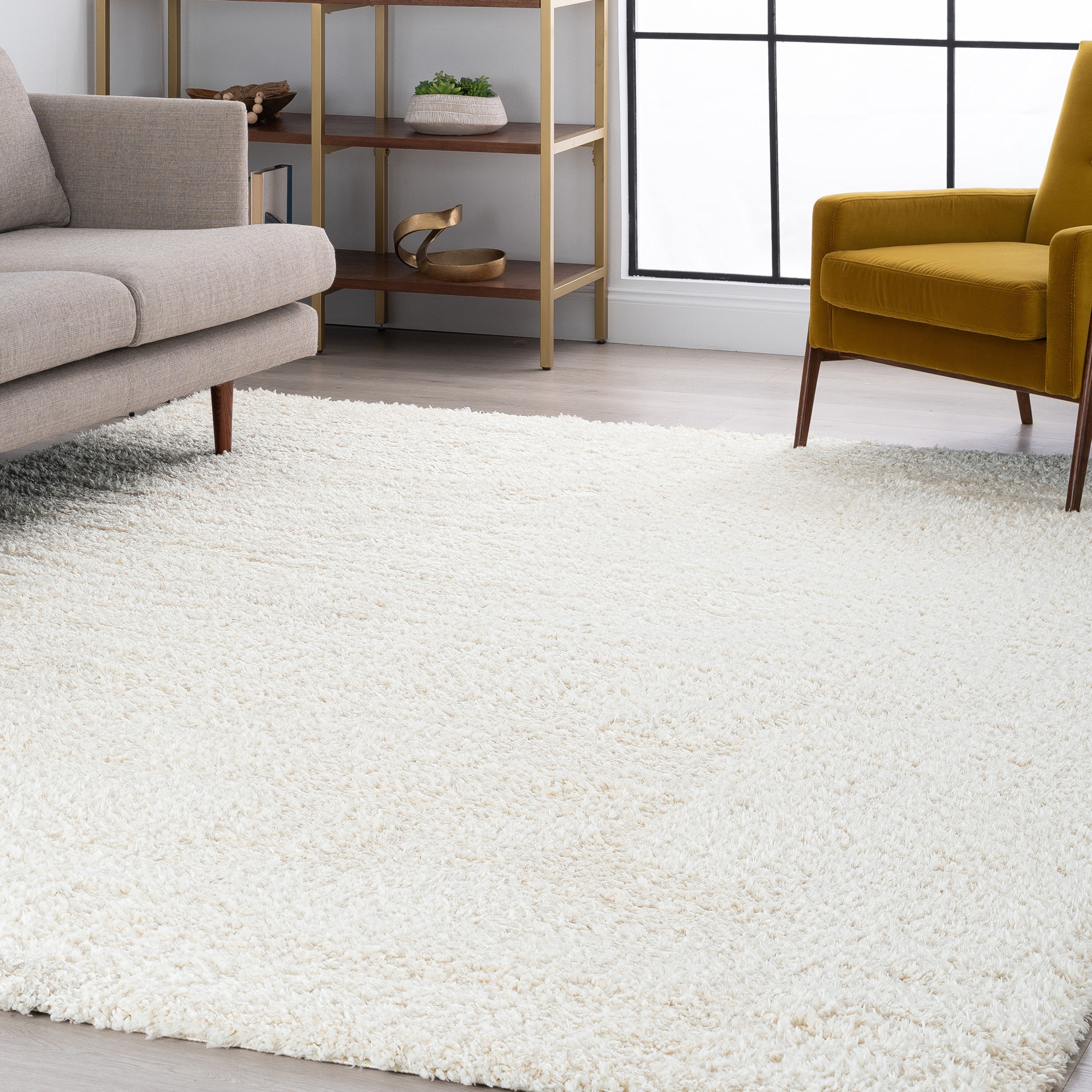 Bliss Rug Solid Plush Indoor Shag Rug for Living Room, Bedroom, Kids Room |White, 5' x 8' (5'3''x7'3'')
