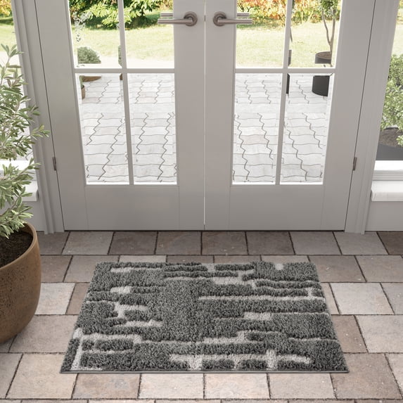 Bliss Rugs Artisan Shag Contemporary 2' x 3' Gray and Ivory Indoor Area Rug