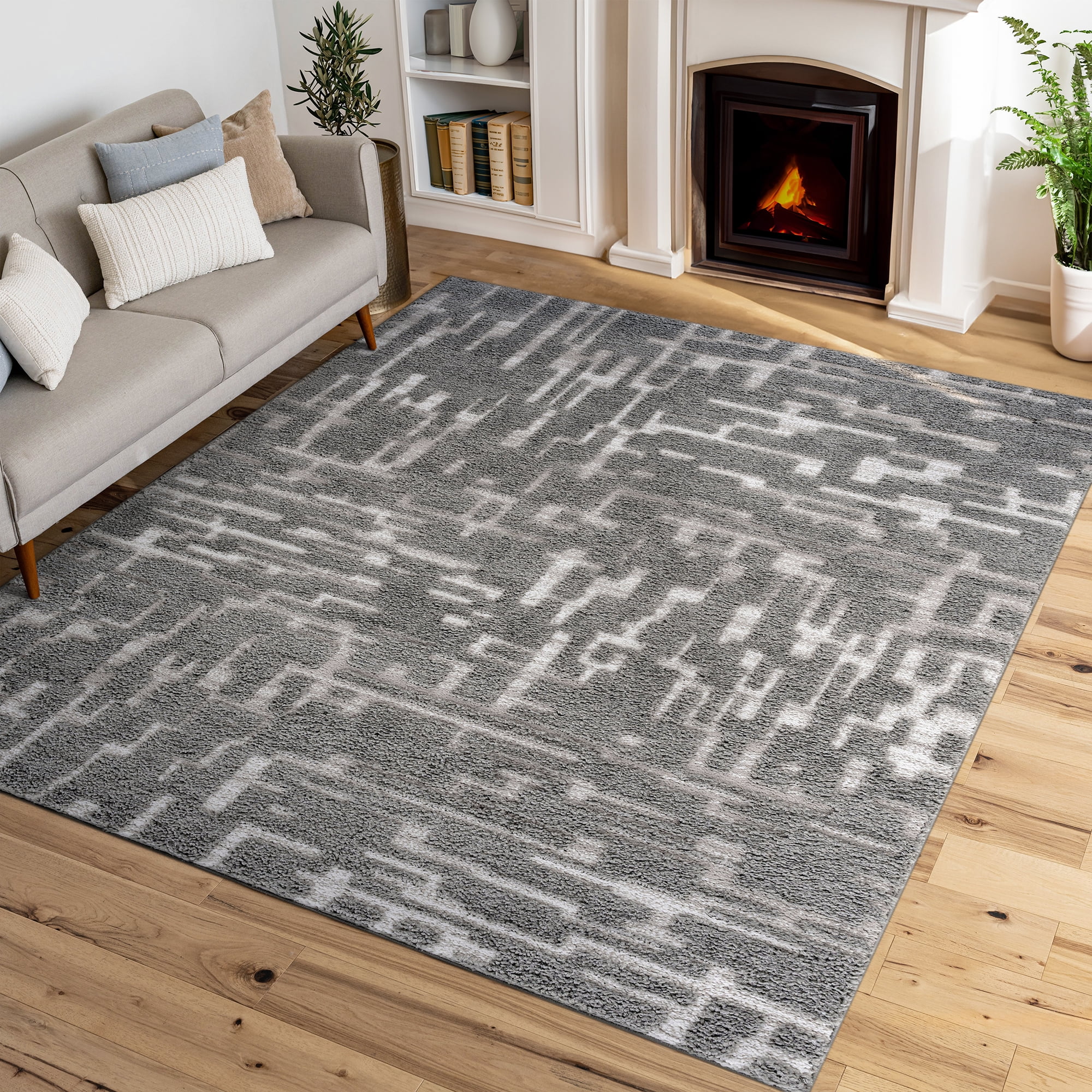 Bliss Rugs Artisan Shag Contemporary 5' x 7' Gray and Ivory Indoor Area Rug