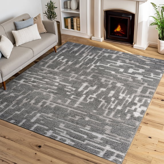 Bliss Rugs Artisan Shag Contemporary 9' x 12' Gray and Ivory Indoor Area Rug