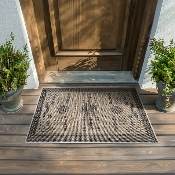 Bliss Rugs Bailey Transitional 2' x 3' Black and Natural Indoor Outdoor Area Rug