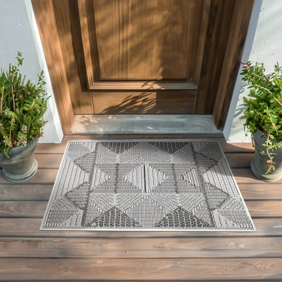 Bliss Rugs Bailey Transitional 2' x 3' Dark Gray and White Indoor Outdoor Area Rug