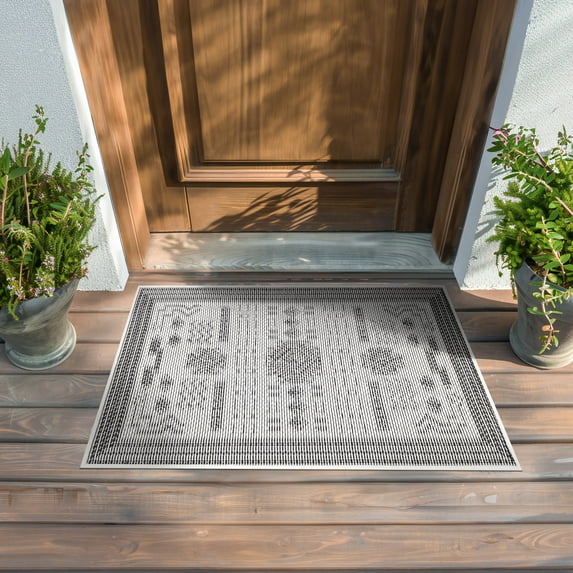 Bliss Rugs Bailey Transitional 2' x 3' Dark Gray and White Indoor Outdoor Area Rug