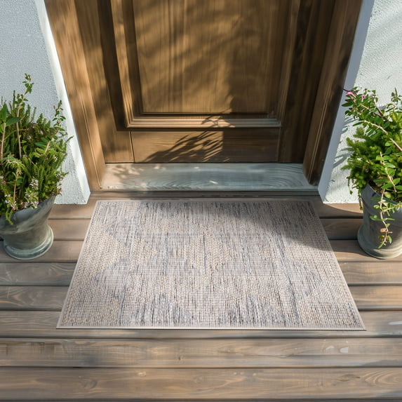 Bliss Rugs Bailey Transitional 2' x 3' Natural and Gray Indoor Outdoor Area Rug