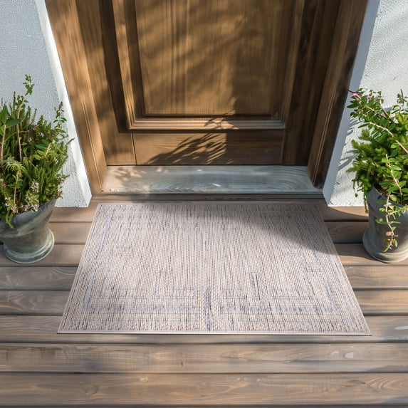 Bliss Rugs Bailey Transitional 2' x 3' Natural and Gray Indoor Outdoor Area Rug