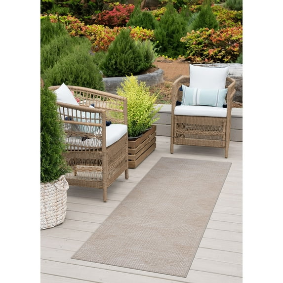 Bliss Rugs Bailey Transitional 2' x 7' Beige and Natural Indoor Outdoor Area Rug