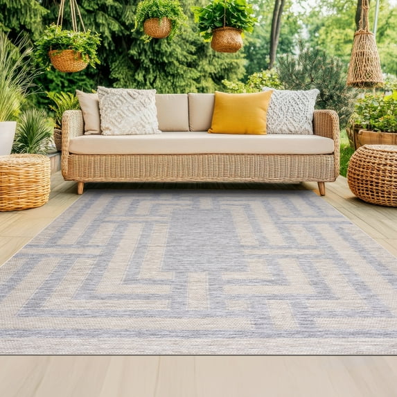 Bliss Rugs Bailey Transitional 5' x 7' Natural and Gray Indoor Outdoor Area Rug