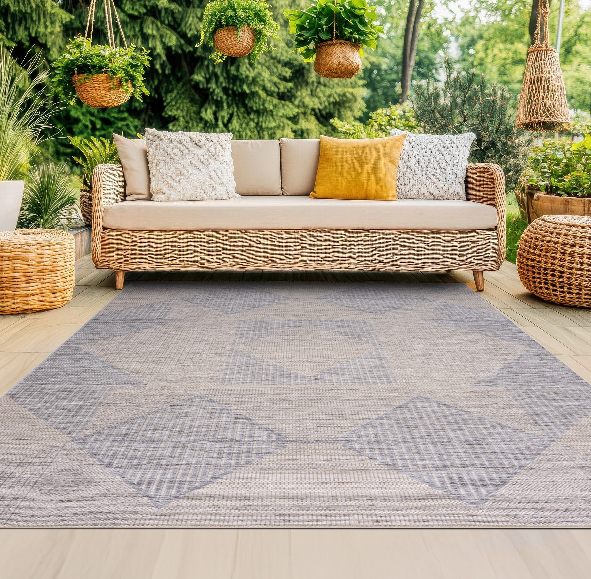 Bliss Rugs Bailey Transitional 8' x 10' Natural and Gray Indoor Outdoor Area Rug