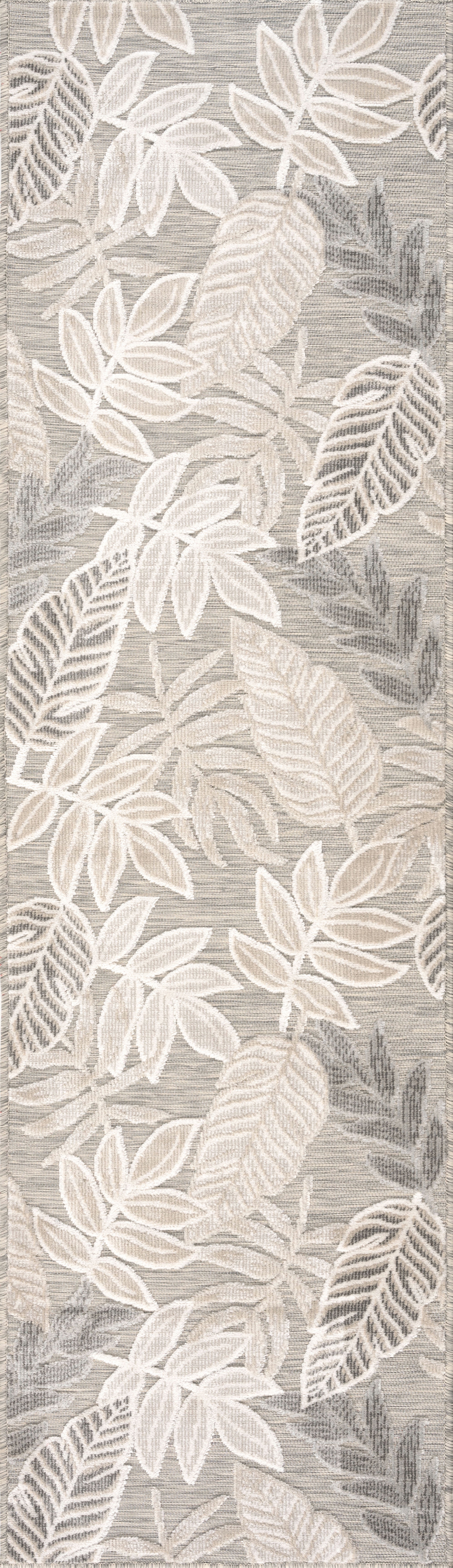 Bliss Rugs Floral Indoor Outdoor Rug Water Resistant Runner Rug for Patio, Hallway, Entryway, Deck, Gray ,2' x 8'