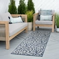 thumbnail image 1 of Bliss Rugs Floral Indoor Outdoor Rug Water Resistant Runner Rug for Patio, Hallway, Entryway, Deck, Navy ,2' x 8', 1 of 8