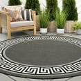 thumbnail image 1 of Bliss Rugs Indoor Outdoor Greek Key Round Rug for Living Room, Porch, Deck | Black, 5'3''Round, 1 of 6