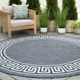 thumbnail image 1 of Bliss Rugs Indoor Outdoor Greek Key Round Rug for Living Room, Porch, Deck | Navy, 5'3''Round, 1 of 6