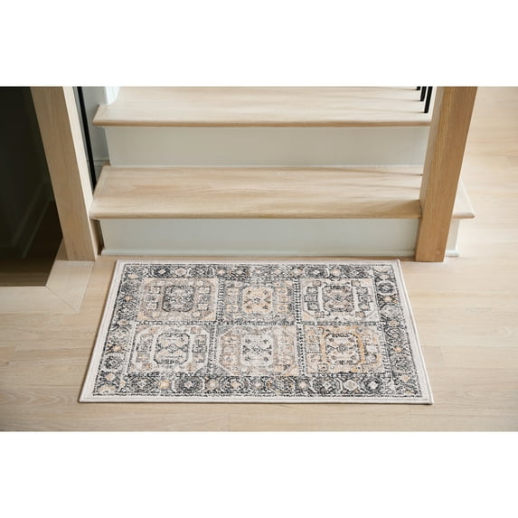 Bliss Rugs Magic Traditional 2' x 3' Cream and Gray Indoor Area Rug