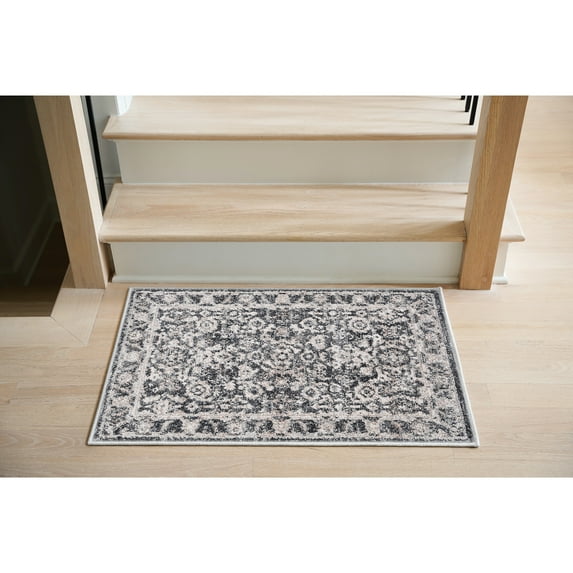 Bliss Rugs Magic Traditional 2' x 3' Dark Gray and Cream Indoor Area Rug