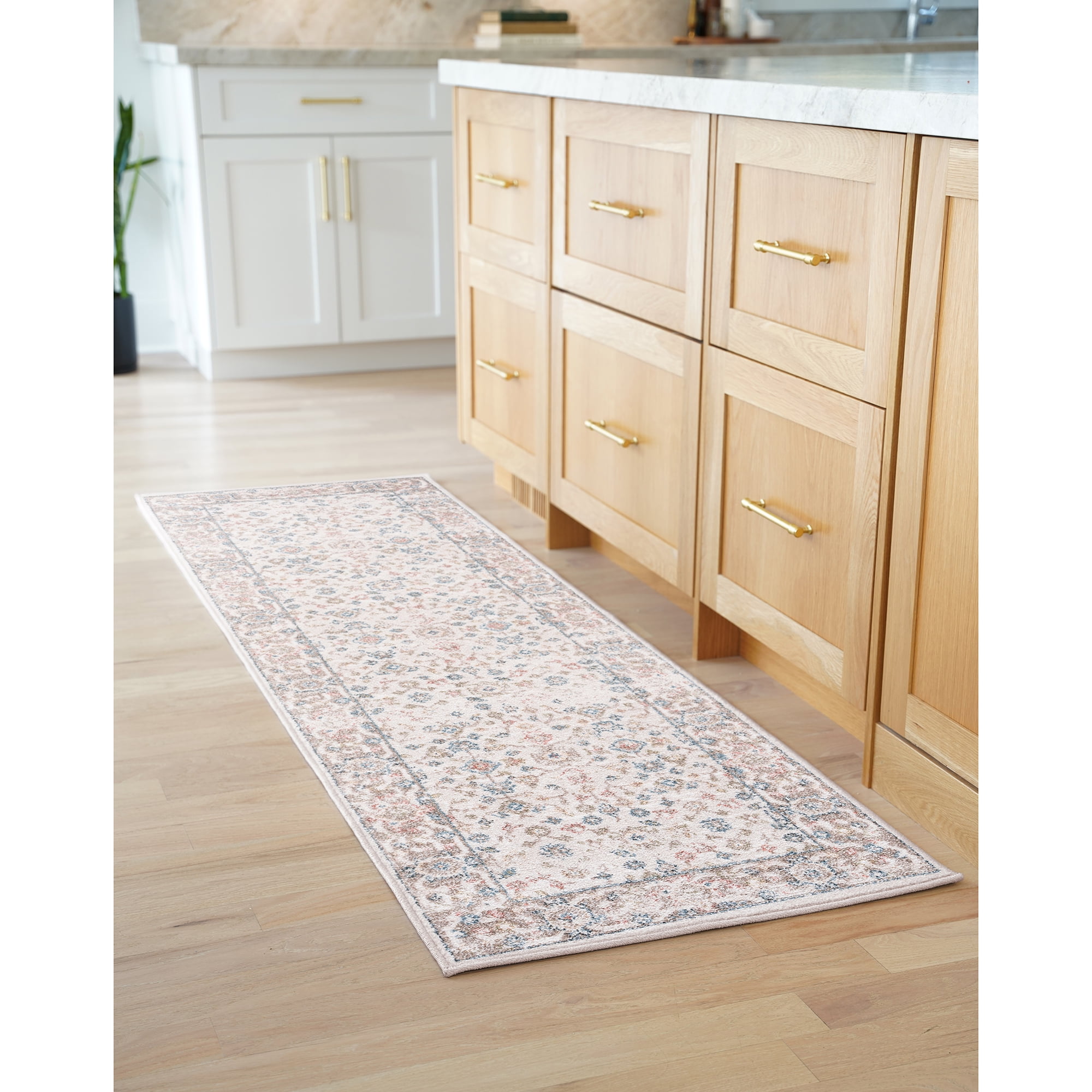 Bliss Rugs Magic Traditional 2' x 7' Blue and Cream Indoor Area Rug