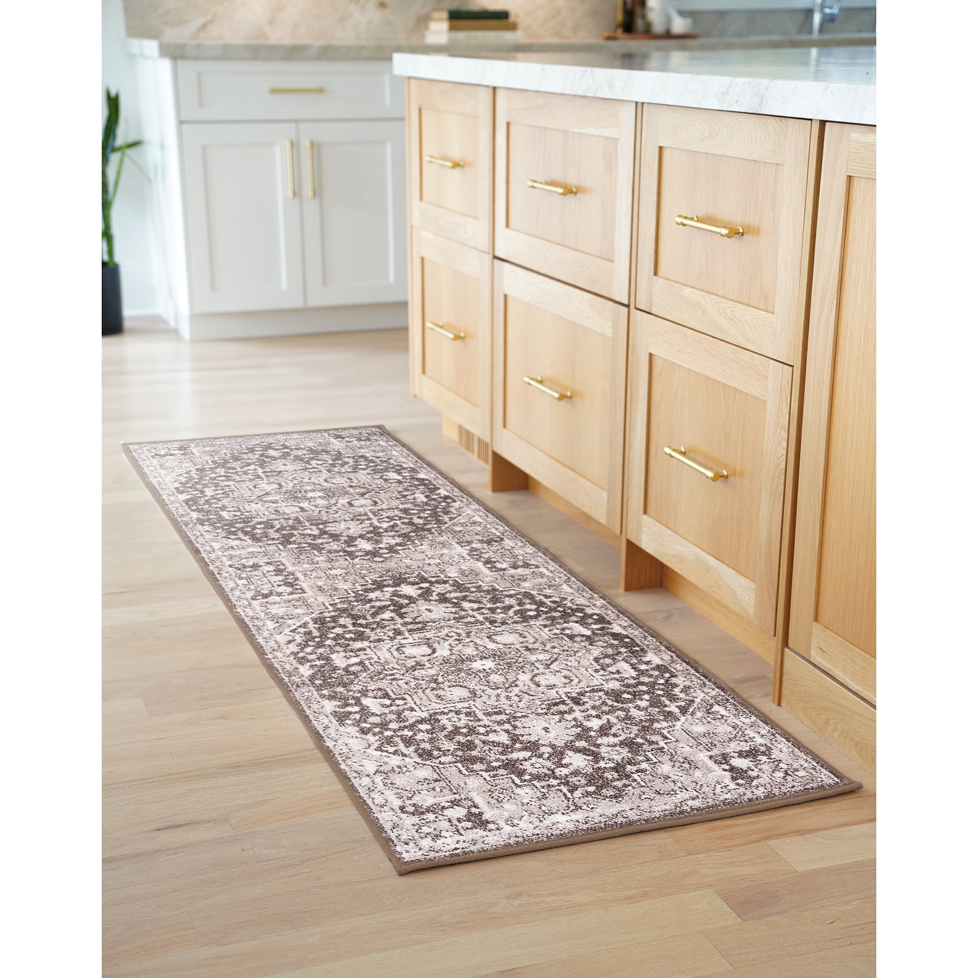 Bliss Rugs Magic Traditional 2' x 7' Brown and Cream Indoor Area Rug