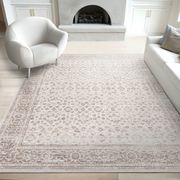 Bliss Rugs Magic Traditional 5' x 7' Beige and Cream Indoor Area Rug
