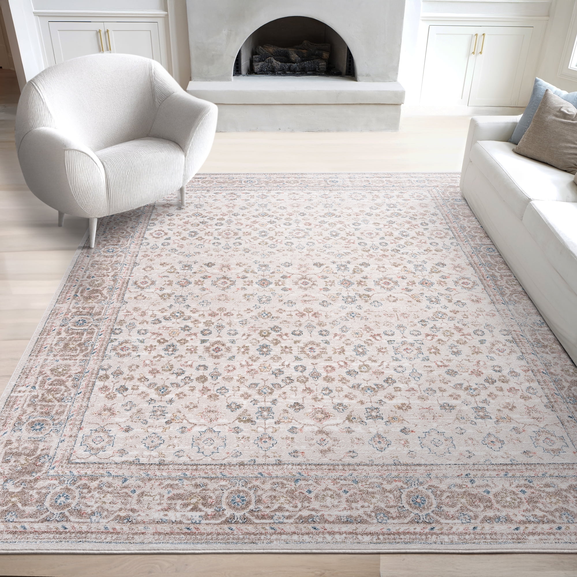 Bliss Rugs Magic Traditional 5' x 7' Blue and Cream Indoor Area Rug