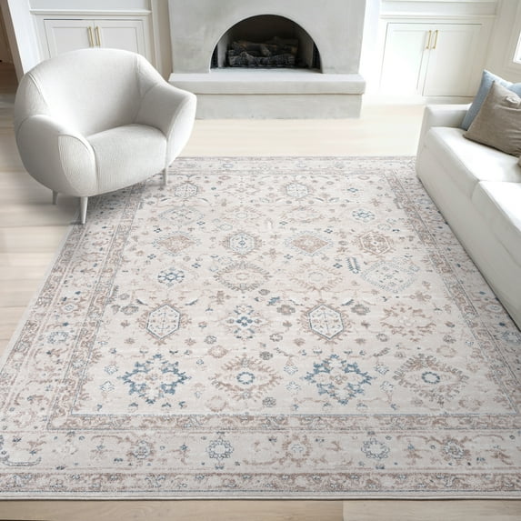 Bliss Rugs Magic Traditional 8' x 10' Blue and Cream Indoor Area Rug