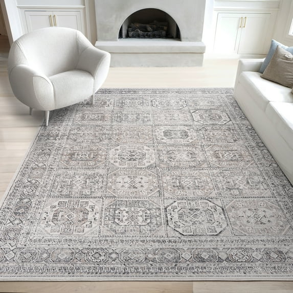 Bliss Rugs Magic Traditional 8' x 10' Gray and Cream Indoor Area Rug
