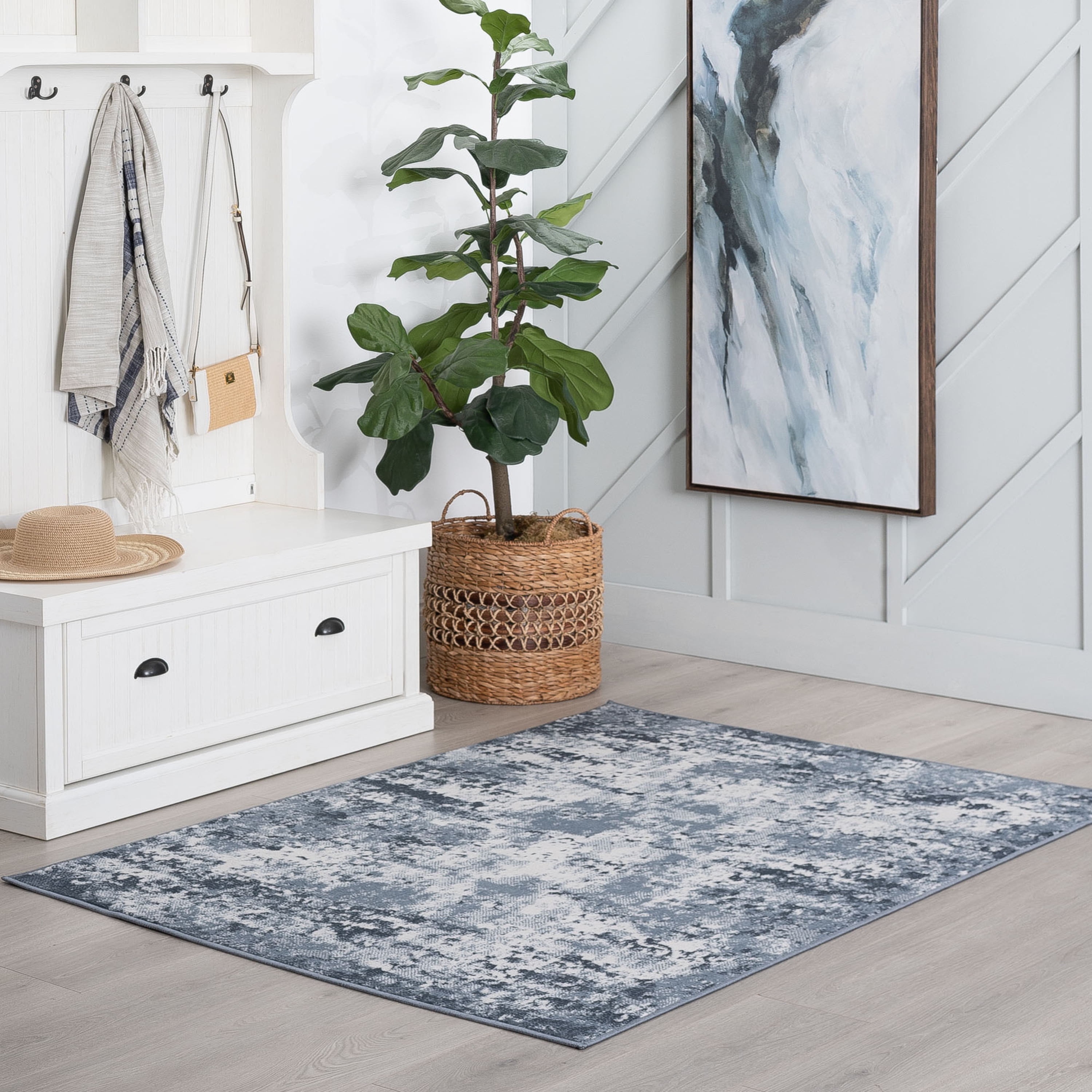 Bliss Rugs Modern Contemporary Abstract Area Rug, Indoor Rugs for Living Room, Dining Room, Bedroom | Gray, 4' x 6' (4'x5'3'')