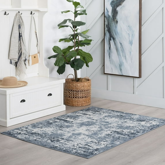 Bliss Rugs Modern Contemporary Abstract Area Rug, Indoor Rugs for Living Room, Dining Room, Bedroom | Gray, 4' x 6' (4'x5'3'')