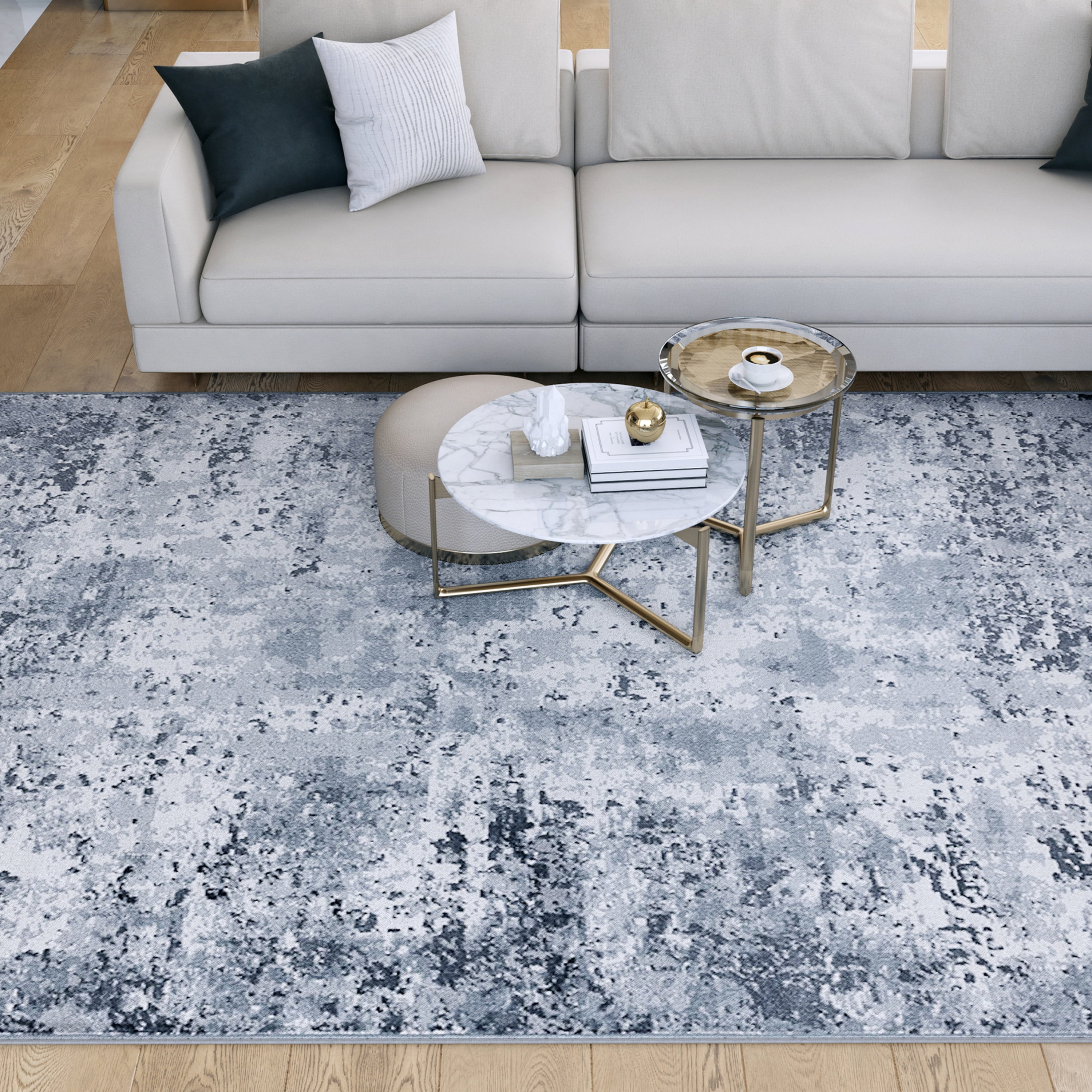 Bliss Rugs Modern Contemporary Abstract Area Rug, Indoor Rugs for Living Room, Dining Room, Bedroom | Gray, 9' x 12' (8'9''x12'2'')