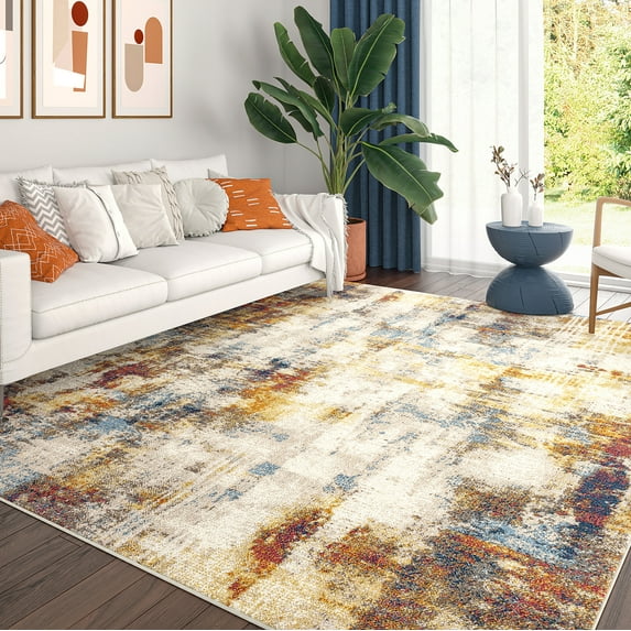 Chelsea Contemporary Abstract 8'10'' x 12'2'' Multicolor Polypropylene Indoor Area Rug, 9' x 12'