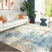 Chelsea Contemporary Abstract 5'3'' x 7'3'' Navy and Blue Polypropylene Indoor Area Rug, 5' x 7'