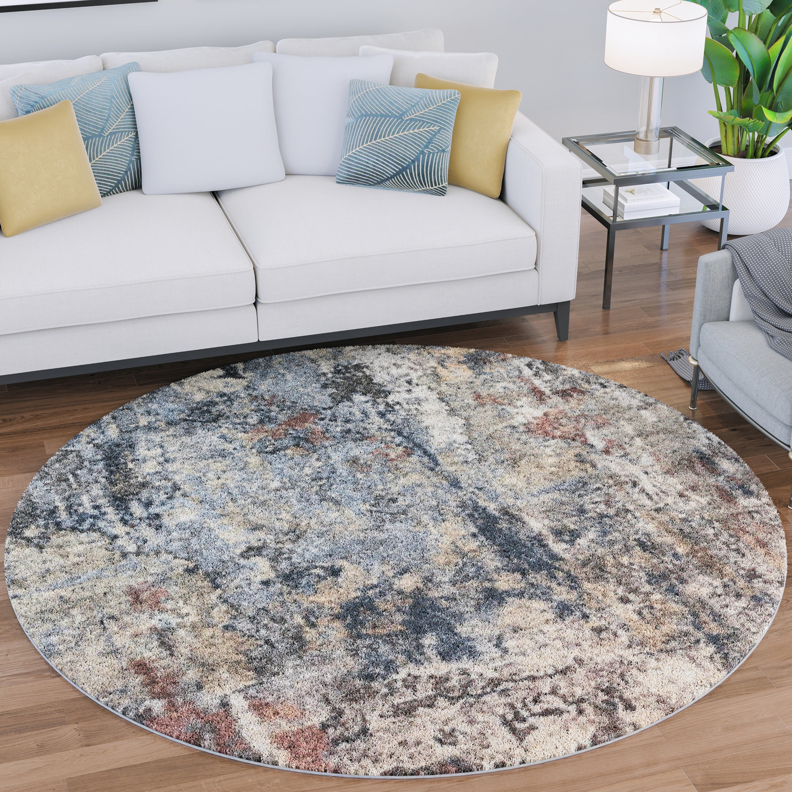 Bliss Rugs Modern Contemporary Abstract Round Rug for Living Room ...