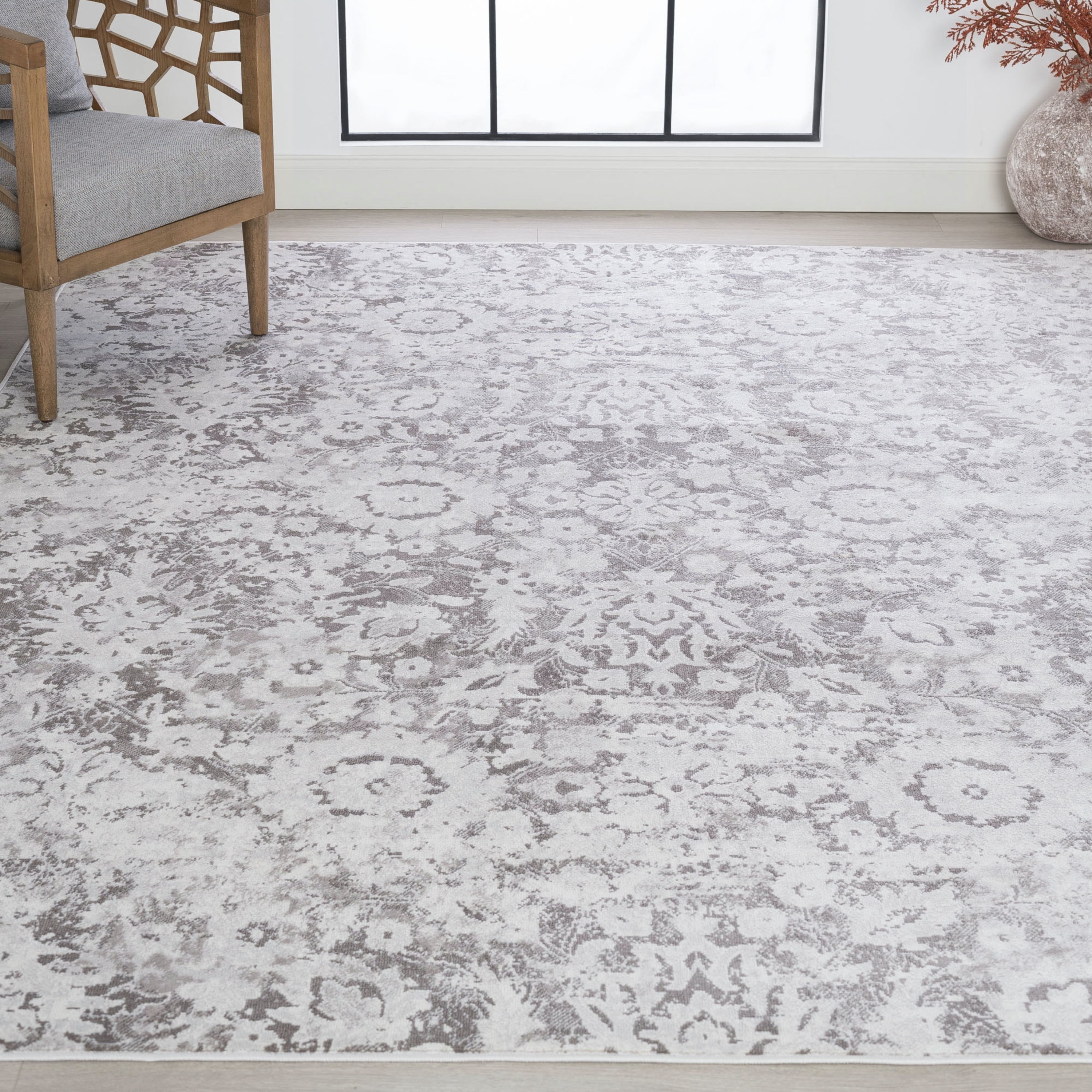 Bliss Rugs Persian Traditional Area Rug, Floral Indoor Rugs for Living Room, Dining Room, Bedroom | Gray, 4' x 6' (4'x5'3'')