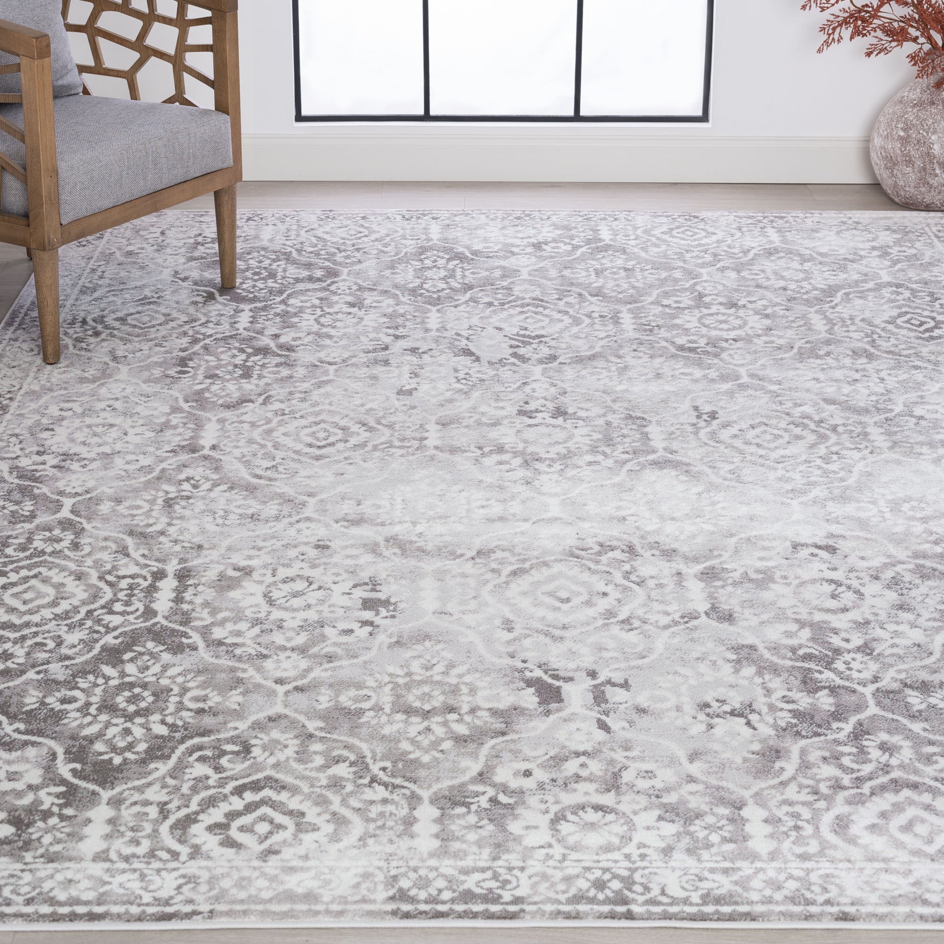 Bliss Rugs Persian Traditional Area Rug, Floral Indoor Rugs for Living Room, Dining Room, Bedroom | Gray, 5' x 7' (5'3''x7'3'')