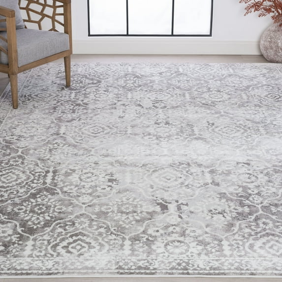 Bliss Rugs Persian Traditional Area Rug, Floral Indoor Rugs for Living Room, Dining Room, Bedroom | Gray, 9' x 12' (8'9''x12'2'')
