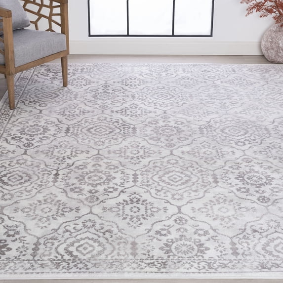 Bliss Rugs Persian Traditional Area Rug, Floral Indoor Rugs for Living Room, Dining Room, Bedroom | White, 8' x 10' (7'10''x10'2'')