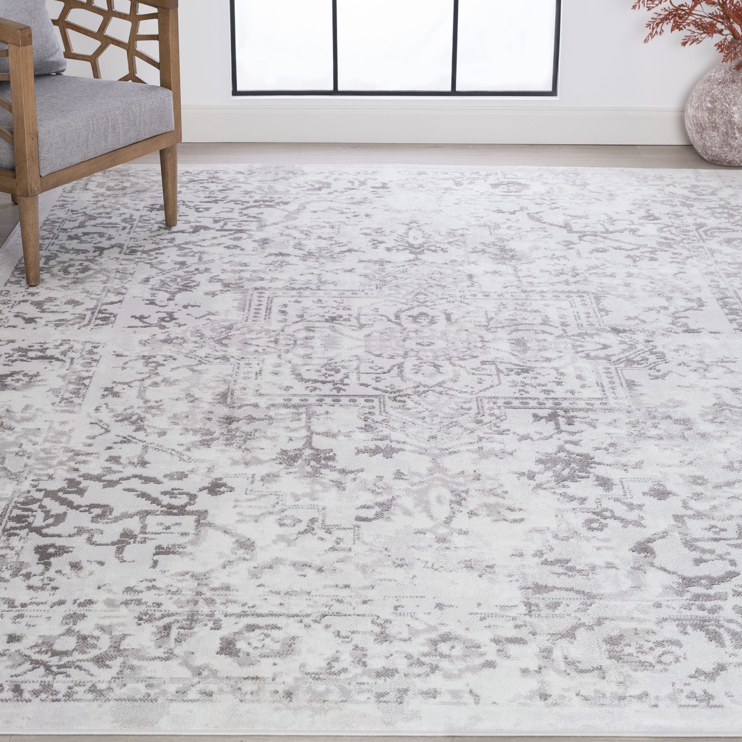 Bliss Rugs Persian Traditional Area Rug, Geometric Indoor Rugs for Living Room, Dining Room, Bedroom | White, 8' x 10' (7'10''x10'2'')