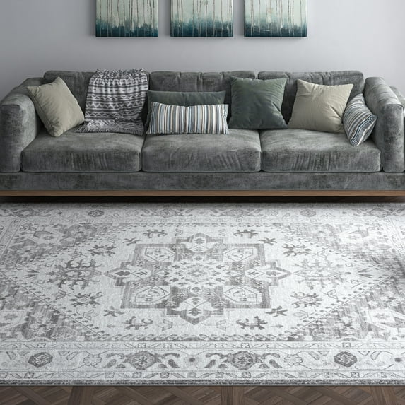 Bliss Rugs Persian Traditional Area Rug, Medallion Indoor Rugs for Living Room, Dining Room, Bedroom | Gray, 9' x 12' (8'10''x12'2'')