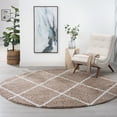 thumbnail image 1 of Bliss Rugs Shag Contemporary Diamond Round Rug for Living Room, Dining Room | Tan, 5'3''Round, 1 of 5