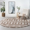 thumbnail image 1 of Jersey Shag Contemporary Geometric Tan and White Polypropylene Indoor Area Rug, 6'x6' Round, 1 of 5