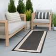 thumbnail image 1 of Bliss Rugs Striped Border Indoor Outdoor Rug Water Resistant Runner Rug for Patio, Hallway, Entryway, Deck, Black ,2' x 8', 1 of 8
