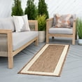 thumbnail image 1 of Bliss Rugs Striped Border Indoor Outdoor Rug Water Resistant Runner Rug for Patio, Hallway, Entryway, Deck, Brown ,3' x 10', 1 of 8
