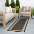 thumbnail image 1 of Bliss Rugs Striped Border Indoor Outdoor Rug Water Resistant Runner Rug for Patio, Hallway, Entryway, Deck, Gold ,2' x 8', 1 of 8