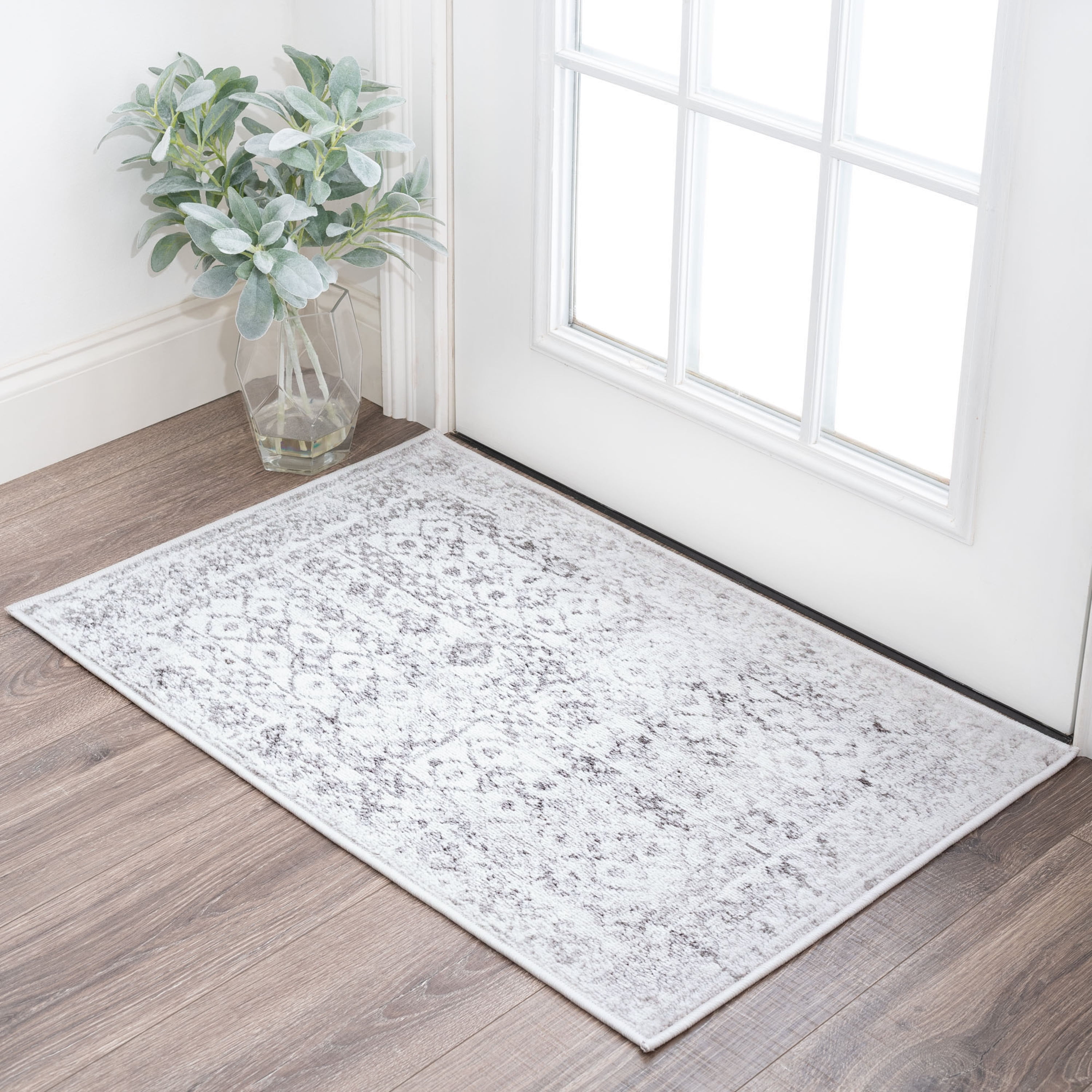 Bliss Rugs Indoor Doormat - Persian Floor Mat - Gray, 2 x 3