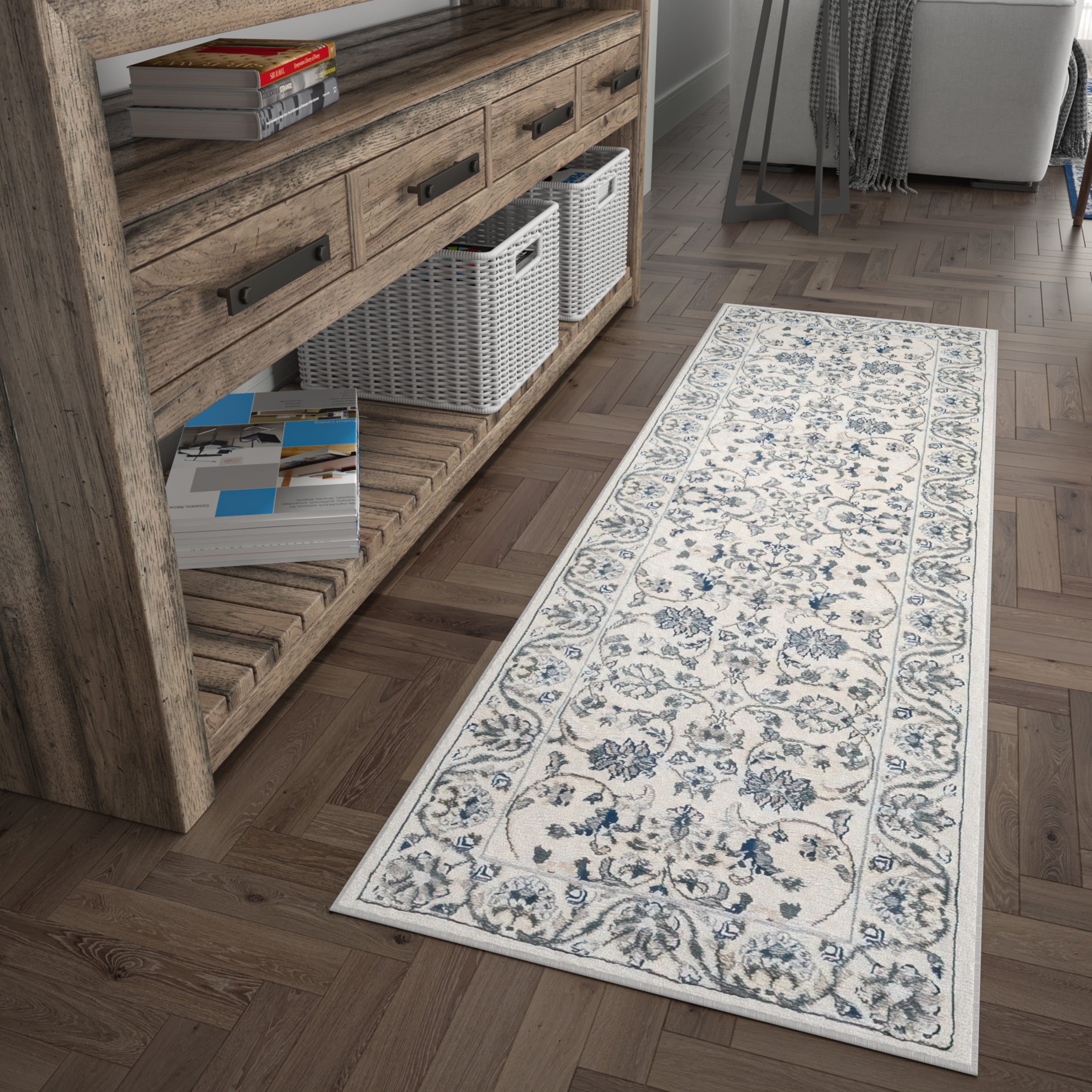 Bliss Rugs Traditional Indoor Runner Rug for Hallway, Entryway, Kitchen, Cream ,2' x 10'