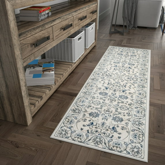 Bliss Rugs Traditional Indoor Runner Rug for Hallway, Entryway, Kitchen, Cream ,2' x 10'
