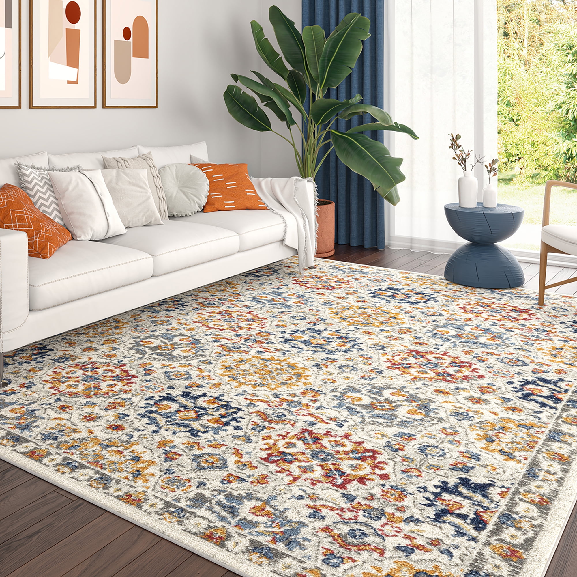 Chelsea Transitional Oriental 8'10'' x 12'2'' Cream and Gold Polypropylene Indoor Area Rug, 9' x 12'